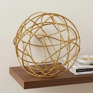 Sculpture moderne en fil métallique, sphère de 7 pouces, ronde, faite à la main, décoration de table, œuvre d'art pour le salon - Product Image 6