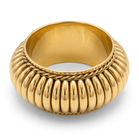 Bague dôme côtelée massive en laiton doré, faite à la main, bijou statement pour femme, vente en gros