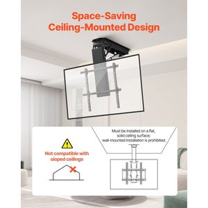 Supporto TV da Soffitto Motorizzato Elettrico Regolabile per TV da 32-70 Pollici, Supporto TV da Parete Ribaltabile con Carrello per Installazione TV - Product Image 6