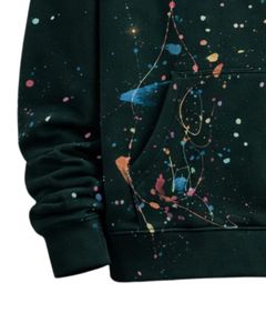 เสื้อฮู้ดดี้ผู้ชายสีเขียวเข้มลายเพ้นท์สแปลชแบบนามธรรม ผ้าฝ้ายฟลีซ สไตล์ลำลอง สตรีทแวร์ ผู้ผลิตตามสั่ง ขายส่งเสื้อผ้า - Product Image 6