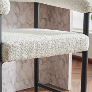 Set di 2 Sgabelli da Bar Moderni in Tessuto Bouclé con Struttura in Metallo Imbottita e Braccioli per Isola Cucina - Product Image 3
