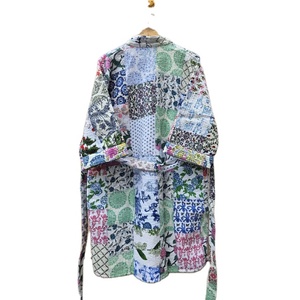 Batas de algodón ligeras para mujer, de manga corta de punto Kimono, albornoz elegante Vintage Patchwork, ropa de descanso suave de primavera para verano - Product Image 6
