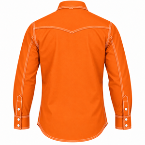 Wholesale Men FR <b>Shirt</b> <b>Flame</b> Resistant Welding Workwear Western Pearl Snap Solid Color Custom Industrial Safety Cotton Quick Dry - Product Image 2
