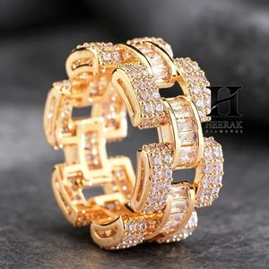 Anillo de Lujo con Diamantes Corte Baguette, Oro Blanco de 14K, Estilo Eternity, para Hombre y Mujer, Hip Hop, Anillo de Pinky - Product Image 4