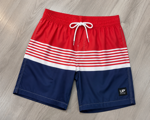 Shorts de bain pour hommes à séchage rapide 100% coton polyester, rayés, pour la plage, maillots de bain d'été, haute qualité, logo personnalisé OEM ODM - Product Image 6