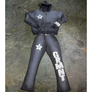 ชุดวอร์มพิมพ์ลายสำหรับผู้ชาย, ชุดเสื้อฮู้ดกันแดดซีดจางขนาดใหญ่พิเศษพิมพ์ลายเฮฟวี่เวทและกางเกงพลุ - Product Image 6