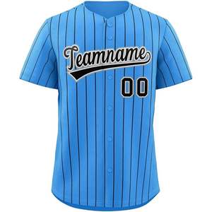 Chemise personnalisée bleu marine à fines rayures Baseball Jersey bouton avec nom personnalisé et impression de numéro pour hommes/femmes/jeunes-Taille 39 - Product Image 4