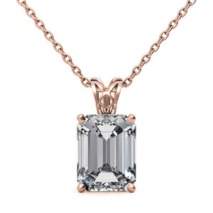 Designer Classic 18k/22k/24k <b>Emerald</b> / Radiant Cut Lab Grown Diamond Vintage Scroll Solitaire <b>Pendant</b> Jewellery For Party's Wear - Product Image 3