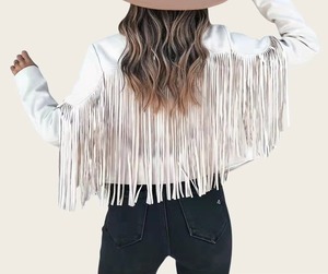New Premium Wholesale Custom Design Genuine Leather Quilted 100% Polyester Fringes Motorcycle <b>Jacket</b> for Women Spring <b>Winter</b> - Product Image 6