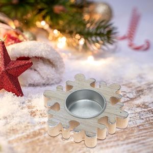 Wooden Snowflake <b>Tealight</b> Candle Holder Rustic Christmas Table Decor Handmade Home Decoration - Product Image 6