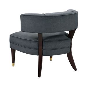 Poltrona in Legno Massello con Stile Elegante, Rivestimento in Velluto Grigio Scuro e Schienale a Botte, Arredamento di Lusso per Soggiorno - 1 Pezzo - Product Image 4