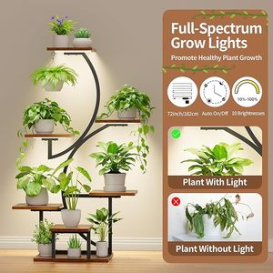 Handcrafted Multi-Tier Metal & Wooden Plant Stand Indoor Floor Standing Flower Pot Display <b>Shelf</b> for Living Room Balcony Patio - Product Image 2