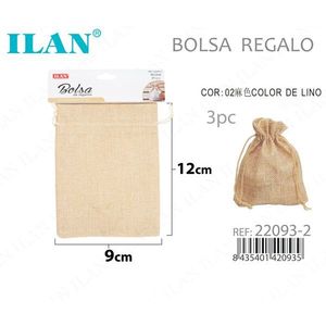 Sacchetto Regalo Effetto Lino ILAN 9x12 Cm Colore Naturale 3 Pezzi - Product Image 1