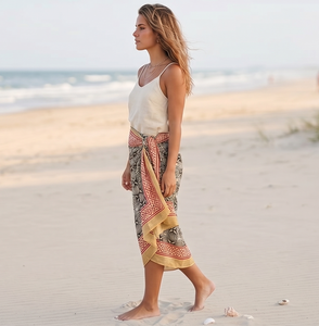 Pareo de algodón indio con estampado a mano y borde de Zari, ideal para la playa, estilo bohemio, para cubrir el traje de baño, para vacaciones en la playa. - Product Image 3
