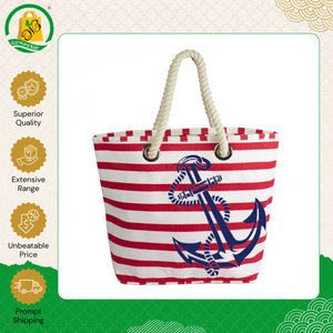 Bolsa de Lona para Mujer de Excelente Calidad en Oferta con Logotipo Personalizado y Estampado de Rayas, Asa de Cuerda Trenzada, de la India - Product Image 3