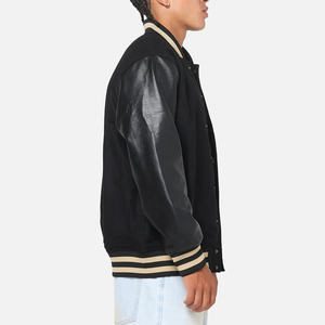 Blouson universitaire noir pour homme avec broderie de logo personnalisée, fabricant OEM pour marques de streetwear 2026 - Product Image 4