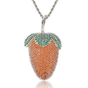 Mejor Precio: Colgante de Fresa con Cristales de Estrás y Micro Pavé, Charm de Fruta para Uso Diario, Estilo Unisex Adorable, ¡En Venta! - Product Image 3