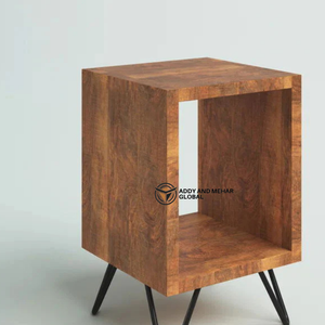 Solid Wood Open Bedside <b>Table</b> <b>with</b> Hairpin Legs Rustic Modern Nightstand <b>with</b> Minimalist Storage Cube Mid-Century Side <b>Table</b> - Product Image 3