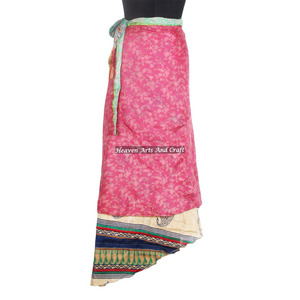 Ropa Hippie Bohemia para Mujer, Falda Tradicional de Playa, Falda Cruzada Reversible, Vestidos de Playa Estilo Sari Vintage - Product Image 1