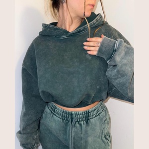 เสื้อฮู้ดครอปท็อปผู้หญิงแบบซิป ผ้าฝ้าย ดีไซน์ใหม่ล่าสุด ขายส่ง - Product Image 2