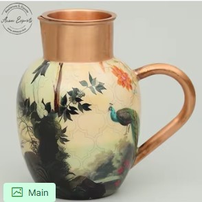 Jarra de Metal Elegante con Estampado Floral, Decorativa, para Agua, Diseño Estilizado para Mesa - Product Image 4