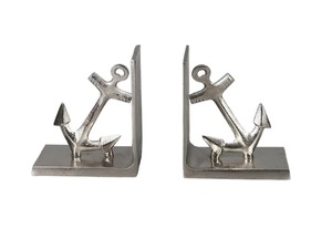 Nautical Anchor Metal Bookends Silver Finish Durable Design Decorative <b>Book</b> Holder Set for Shelf Desk Home Office <b>Decor</b> Gift - Product Image 4