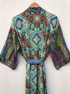 Atractivo Kimono Largo de Seda, Vestido Tipo Pareo, Colección Boho para Mujer, Ropa de Playa, Verano, Vacaciones, Sexy, Ropa de Resort, Venta al Por Mayor - Product Image 3