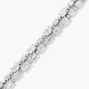Women's Luxury 2 Row Cascading Lab-Grown Diamond Tennis <b>Bracelet</b> in White Gold - Product Image 3
