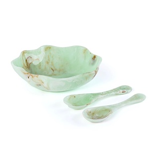 Large Resin <b>Serving</b> Bowl with 2 <b>Spoons</b> Handmade Decorative Salad & Snack Bowl Set for Home Kitchen & Tableware - Product Image 3