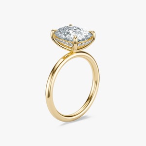 Anillo de compromiso de lujo con diamante de corte cojín de 3 quilates en oro amarillo Roy Diamond RD EW 014, engastado con puntas - Product Image 1