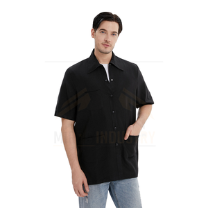 เสื้อคลุมช่างตัดผมแบบกันน้ำ โพลีเอสเตอร์ แขนสั้น สำหรับร้านเสริมสวย ช่างทำผม ช่างตัดแต่งทรงผม พร้อมช่องใส่ของ ป้องกันเข็มแทง เหมาะสำหรับผู้ชาย - Product Image 2