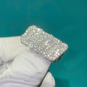 Iced Initial Letter <b>Ring</b> <b>925</b> <b>Silver</b> Moissanite Rhodium Plated Pave Setting Hip Hop Men's Personalized Name Logo Pinky <b>Ring</b> - Product Image 3