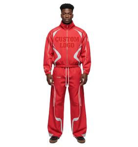 Conjunto Deportivo Casual 2 en 1 de 2 Piezas, Chaqueta Cortavientos Personalizada, Pantalones Deportivos de Pierna Recta para Hombre, 100% Nailon - Product Image 1