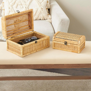 Natural Rattan Storage <b>Box</b> With Lid Wooden <b>Frame</b> Wicker Organizer Decorative Storage Chest Handmade Home Organizer <b>Box</b> - Product Image 2