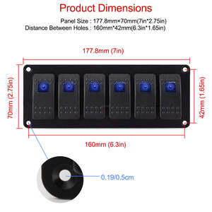 6 Gang <b>12V</b> 20A <b>Switch</b> Panel Dual Blue Led <b>Light</b> Auto Car Boat Motorcycle Use - Product Image 3