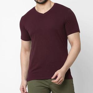 T-shirt en coton et élasthanne à col en V, nouvelle arrivée premium, broderie personnalisée, prix direct usine - Product Image 1