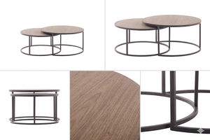 Ensemble de table basse Lany Premium en teck massif, style scandinave moderne, finition naturelle, meubles de salon, table centrale et table d'appoint - Product Image 6