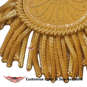 Epaulettes de Hombro Metálicas Doradas KEW con Flecos, Diseño Vintage de Lujo, Acabado Bordado Ecológico y Duradero - Product Image 3