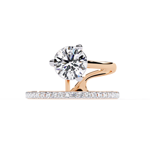 แหวนหมั้นมอสซาไนต์ทรงกลมเจียระไนแบบบริลเลียนต์ ตัวเรือนทองคำแท้ 18K แบบหนามเตย ประดับเพชรแบบพาเว่ ดีไซน์คลาสสิกสำหรับผู้หญิง - Product Image 2