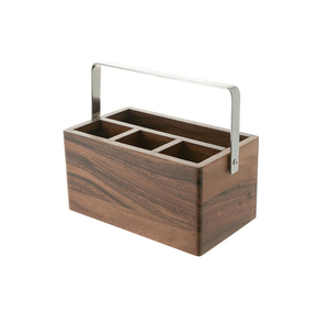 Elegant Wooden Multi Section <b>Caddy</b> for Organized Dining Accessories and Tableware Storage - Product Image 3