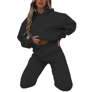 Conjuntos gruesos informales de oficina para mujer, conjuntos de dos piezas de otoño, chándal, sudaderas con capucha, pantalones largos con cordón de bolsillo, traje - Product Image 5