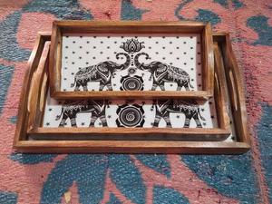 ถาดเสิร์ฟไม้ H a CRAFT HAC-561 พร้อมหูจับ รูปทรงสี่เหลี่ยมผืนผ้า ดีไซน์ทันสมัย สำหรับงานแต่งงาน อาหารเช้า ของว่าง ชา กาแฟ - Product Image 4