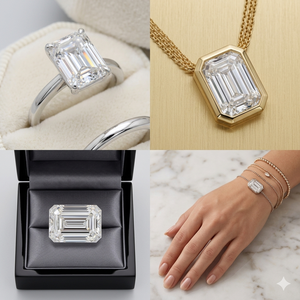 Diamant de laboratoire de qualité supérieure, taille émeraude, créé de manière durable, type IIa, carbone avec facettage en cascade effet miroir, certifié IGI - Product Image 5