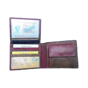 Wholesale Men's Genuine Cow Hide Short Leather <b>Wallets</b> Branded Open Closure <b>Waterproof</b> Embroidery Premium Promotional Gift - Product Image 1