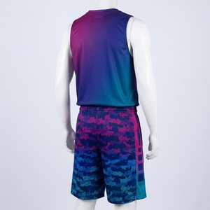 Men's Color Blocked Basketball Jersey Set Black Teal Quick Dry Sleeveless Top Bermuda <b>Shorts</b> Sporty Style Elastic Knitted Print - Product Image 4