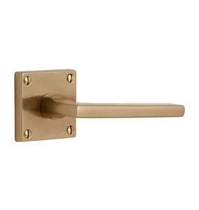 Poignée de porte élégante en acier inoxydable doré à double levier pour meubles et maison, personnalisable avec serrure de passage ou de confidentialité - Product Image 1