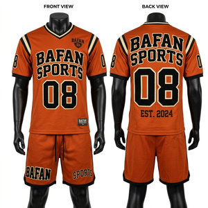 ชุดเสื้อฟุตบอลและกางเกงขาสั้นผ้าโพลีเอสเตอร์ตาข่ายแห้งเร็ว Elite 190 GSM สีดำ แถบข้างสีแดง ปักโลโก้ด้วยผ้าทวิลล์ สำหรับผู้ชาย - Product Image 6