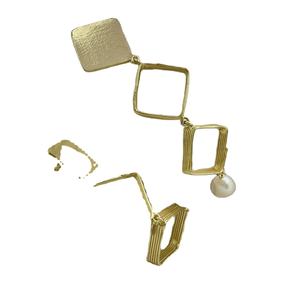 ต่างหูห้อยประดับมุกชุบทองต่างหูแฟชั่นแบบห้อยทำด้วยมือ - Product Image 2