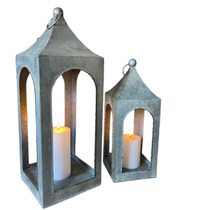 Lot de lanternes ouvertes en métal galvanisé de style ferme, qualité supérieure, pour la décoration intérieure et extérieure, le jardin et les fournitures de décoration pour la maison - Product Image 1