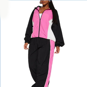 Women's Oversized Windbreaker Tracksuit Set Full Zip <b>Lightweight</b> <b>Jogger</b> Suit Solid 2 Piece Streetwear 100% Cotton Autumn Front - Product Image 2